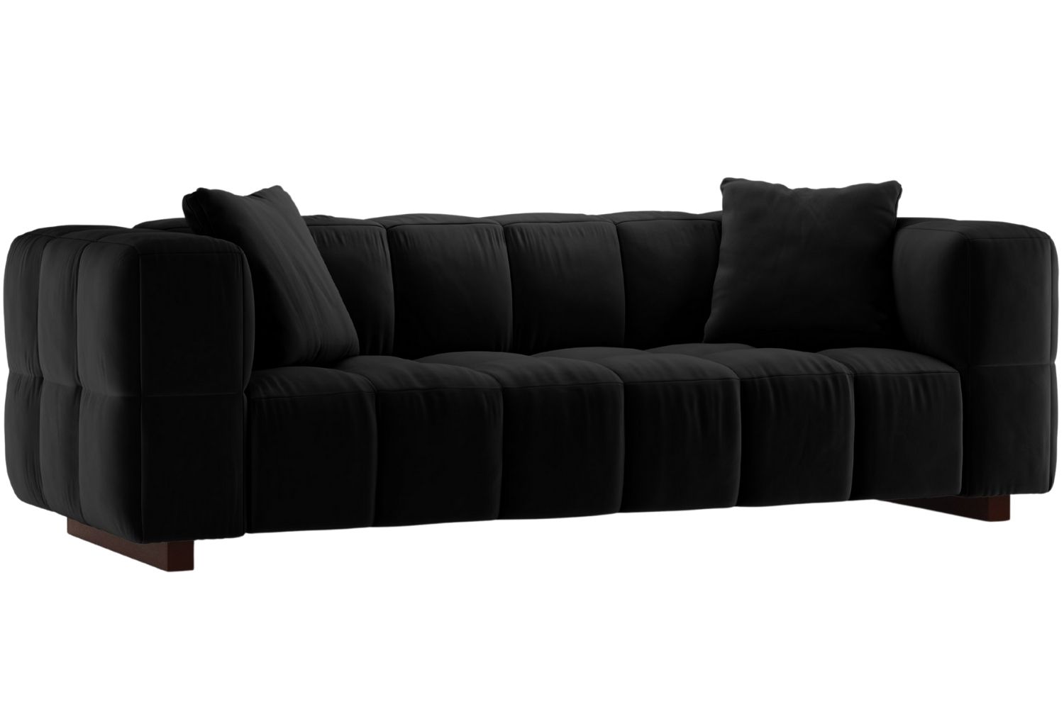 Micadoni Černá sametová rozkládací pohovka Puma 260 cm Micadoni