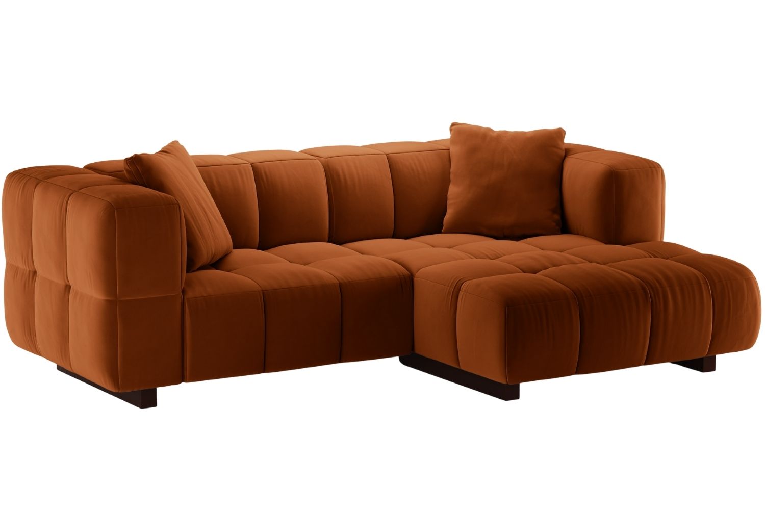 Micadoni Terakotově oranžová sametová rozkládací pohovka Puma 260 cm