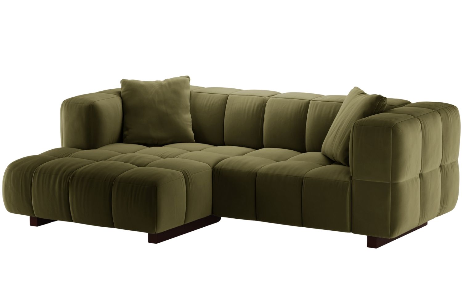 Micadoni Zelená sametová rozkládací pohovka Puma 260 cm