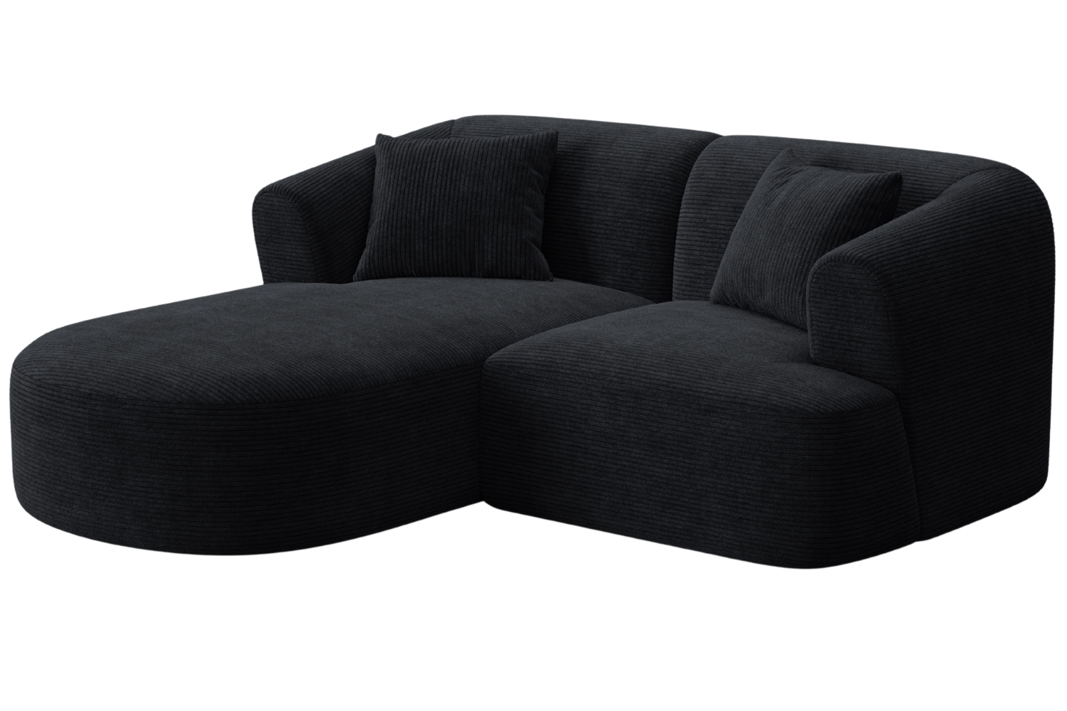 Cosmopolitan Design Černá manšestrová rohová pohovka Campi 180 cm