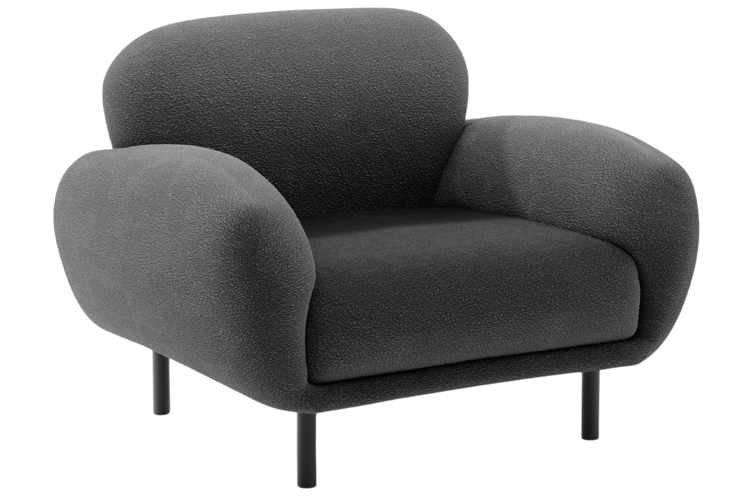 Micadoni Tmavě šedé bouclé křeslo Poppy Micadoni