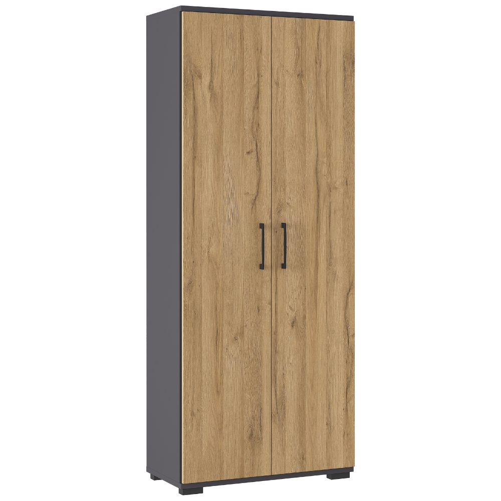 Germania Tmavě šedá kancelářská skříň Profi 2.0 200 x 80 cm s dubovým dekorem Germania