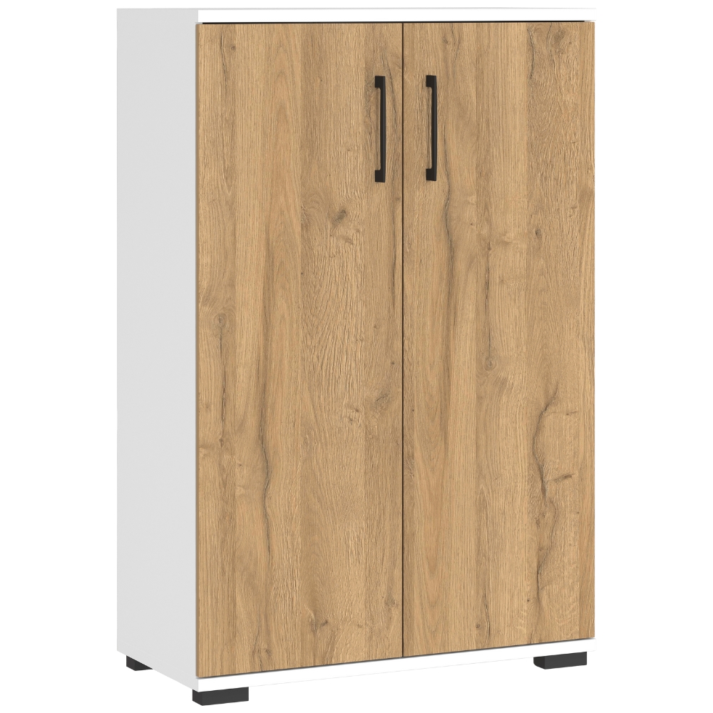 Germania Bílá kancelářská skříň Profi 2.0 123 x 80 cm s dubovým dekorem Germania