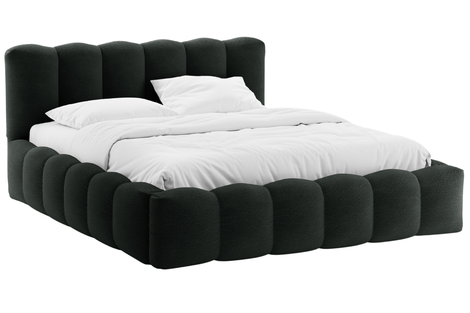 Micadoni Černá bouclé dvoulůžková postel Lupine 160 x 200 cm s úložným prostorem Micadoni