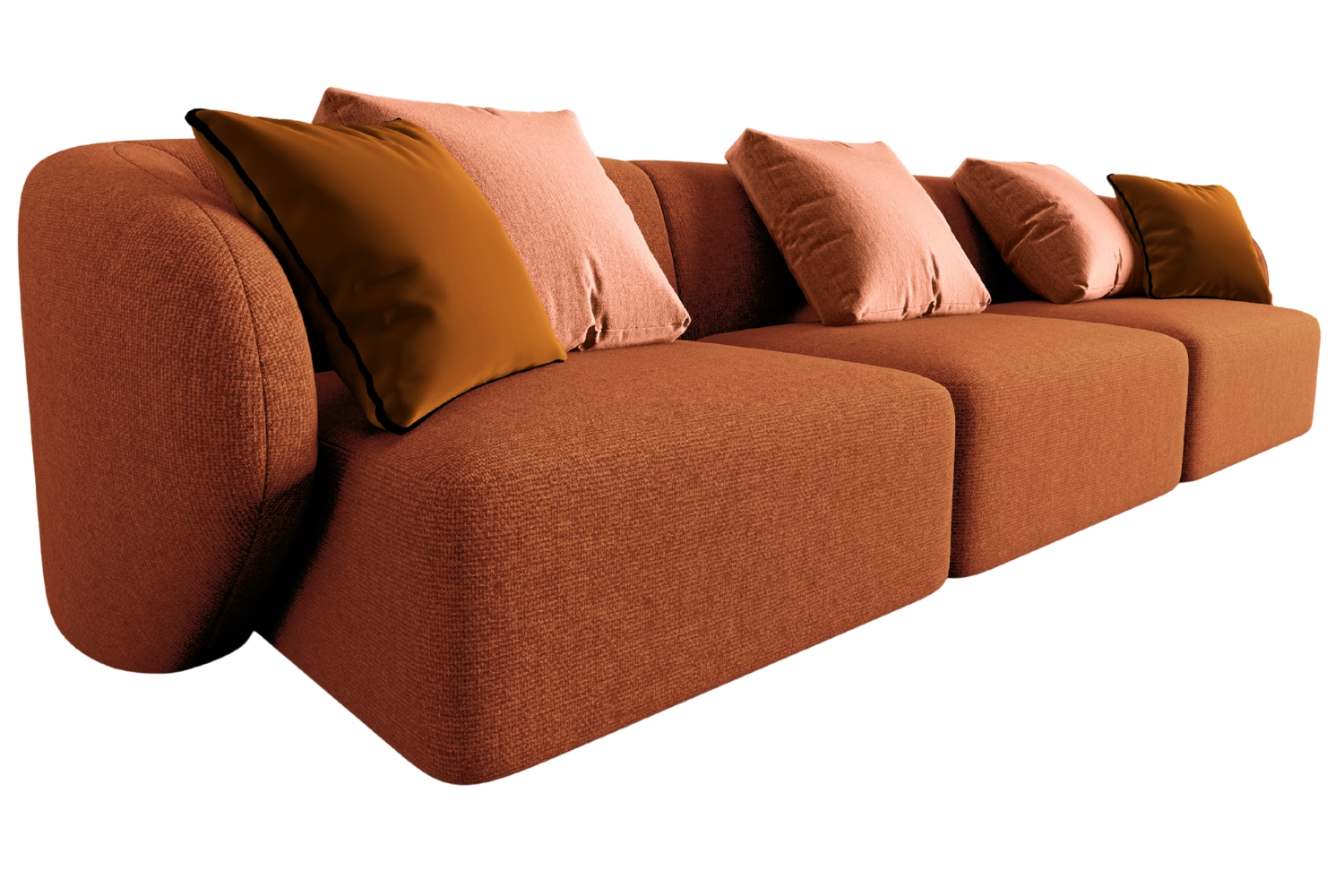 Maison Heritage Terakotově oranžová trojmístná pohovka Chiara 266 cm Maison Heritage