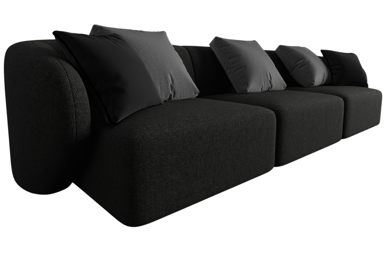 Maison Heritage Černá trojmístná pohovka Chiara 266 cm Maison Heritage