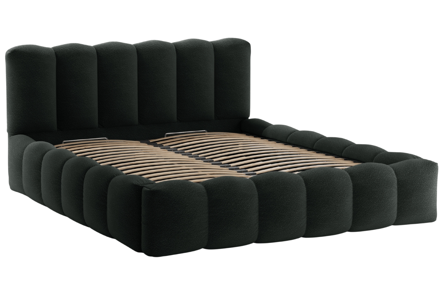 Micadoni Černá bouclé dvoulůžková postel Lupine 180 x 200 cm s úložným prostorem Micadoni