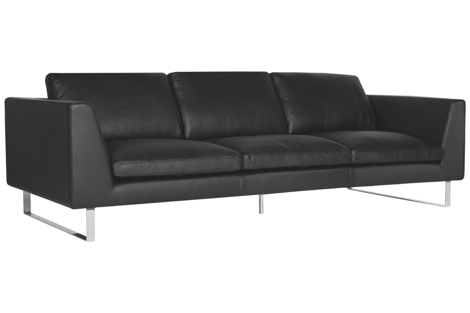 Sits Černá kožená trojmístná pohovka Tokyo 250 cm Sits