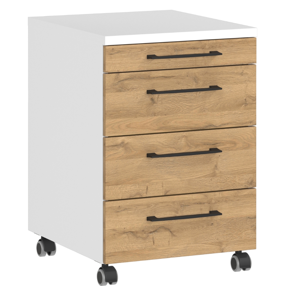 Germania Bílý pojízdný kontejner Profi 2.0 42 x 49 cm s dubovým dekorem Germania