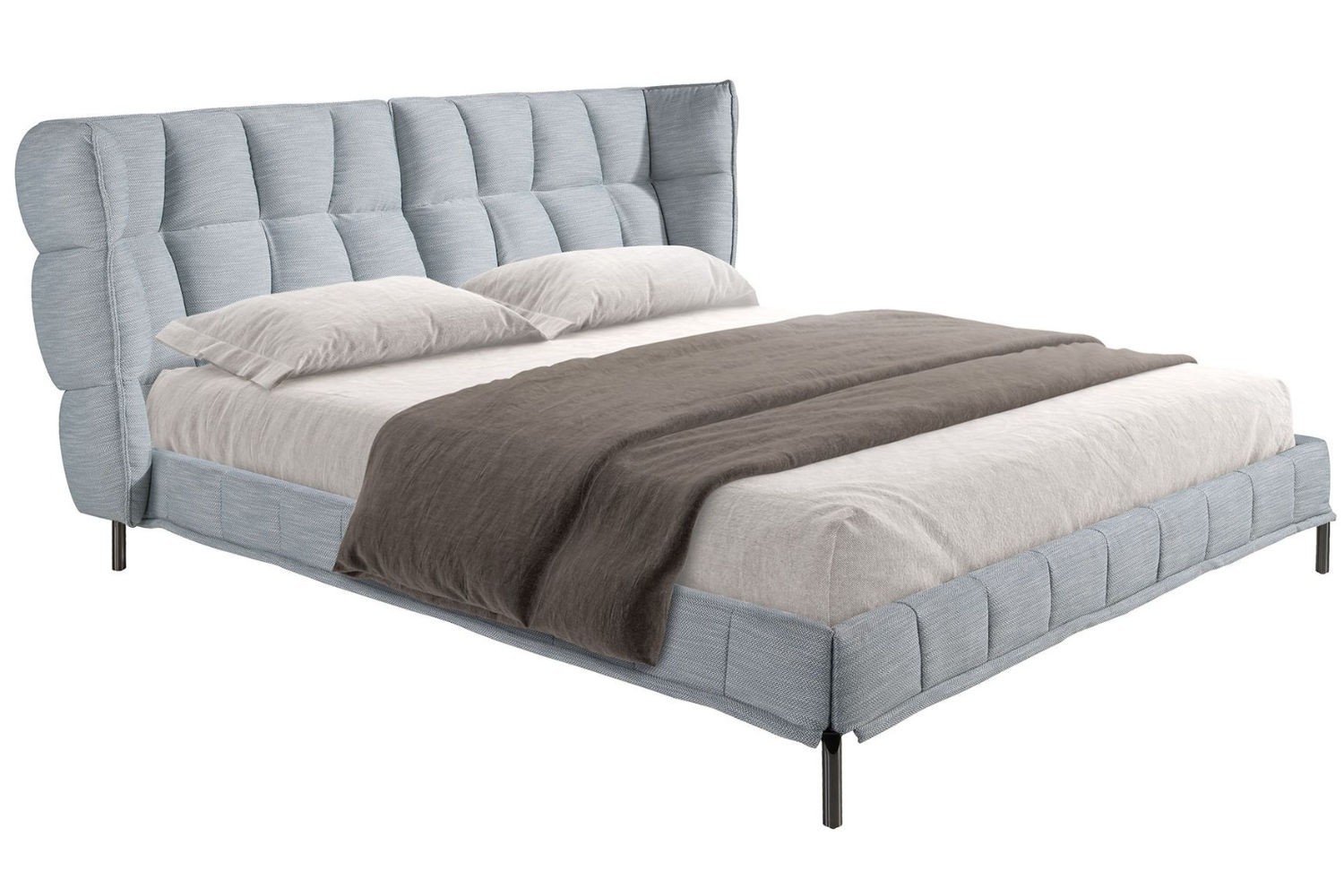 Angel Cerdá Šedomodrá čalouněná dvoulůžková postel No. 7211