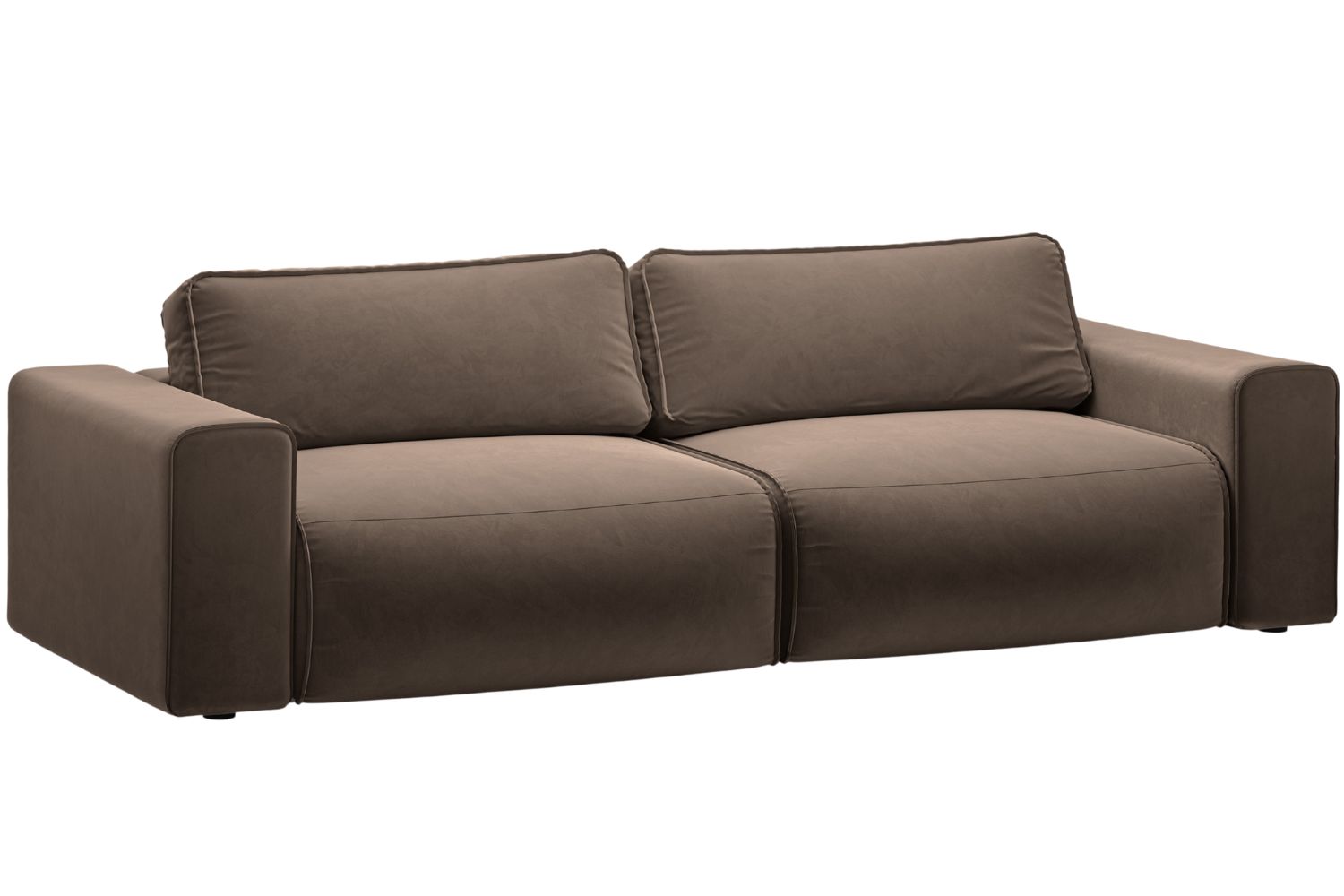 Micadoni Hnědá sametová rozkládací pohovka Victor 246 cm Micadoni