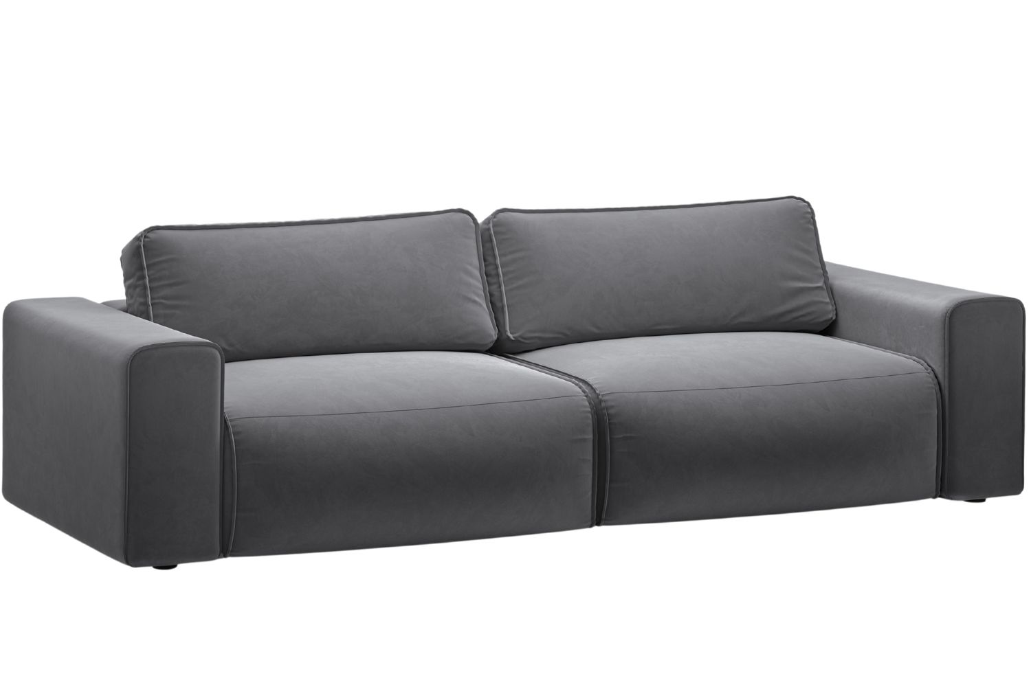 Micadoni Šedá sametová rozkládací pohovka Victor 246 cm Micadoni