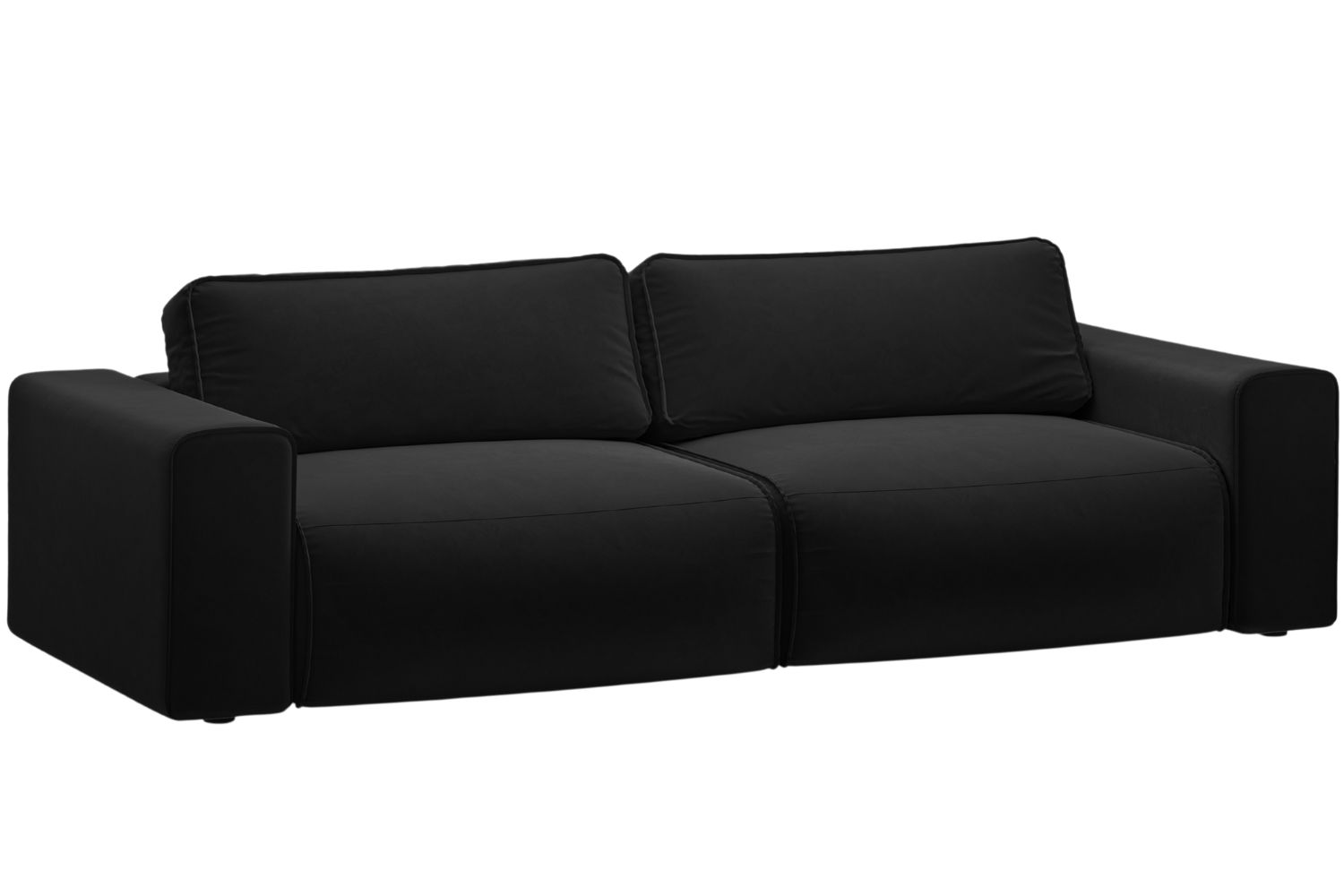 Micadoni Černá sametová rozkládací pohovka Victor 246 cm Micadoni