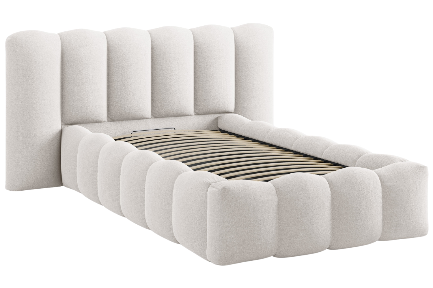 Micadoni Světle béžová jednolůžková postel Lupine 90 x 200 cm s úložným prostorem Micadoni