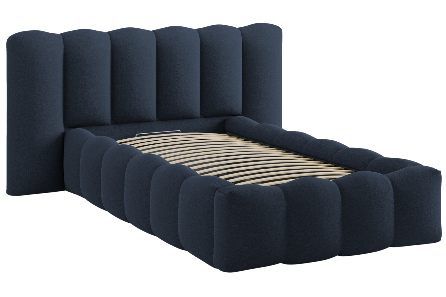 Micadoni Tmavě modrá jednolůžková postel Lupine 90 x 200 cm s úložným prostorem Micadoni