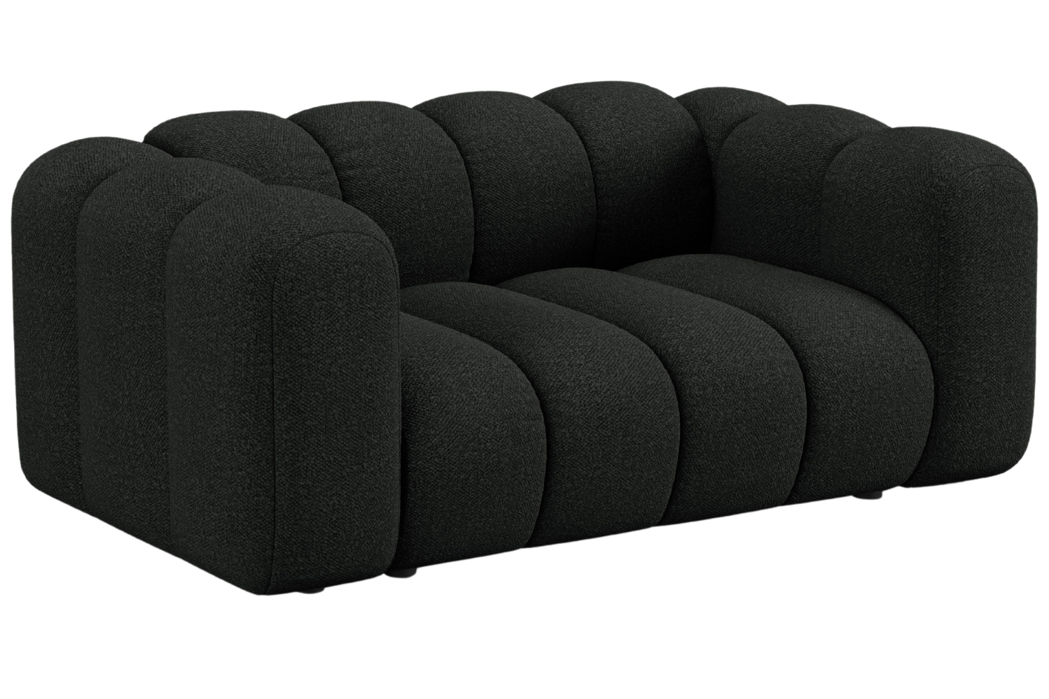 Micadoni Černá bouclé dvoumístná pohovka Lupine 170 cm Micadoni