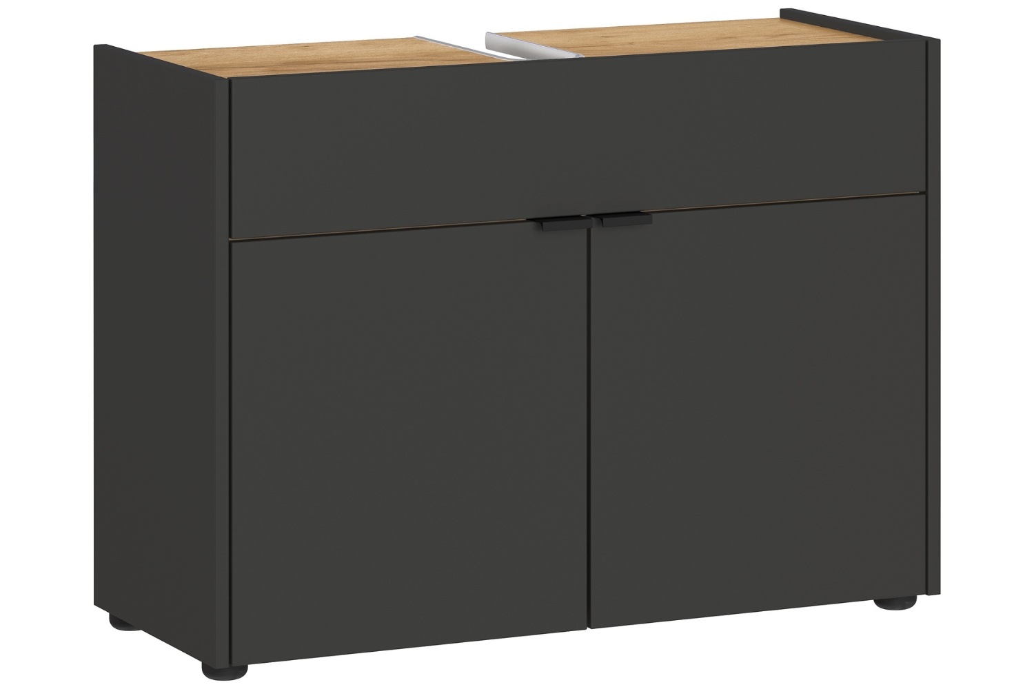 Germania Tmavě šedá umyvadlová skříňka Forano 80 x 34 cm s dubovým dekorem Germania