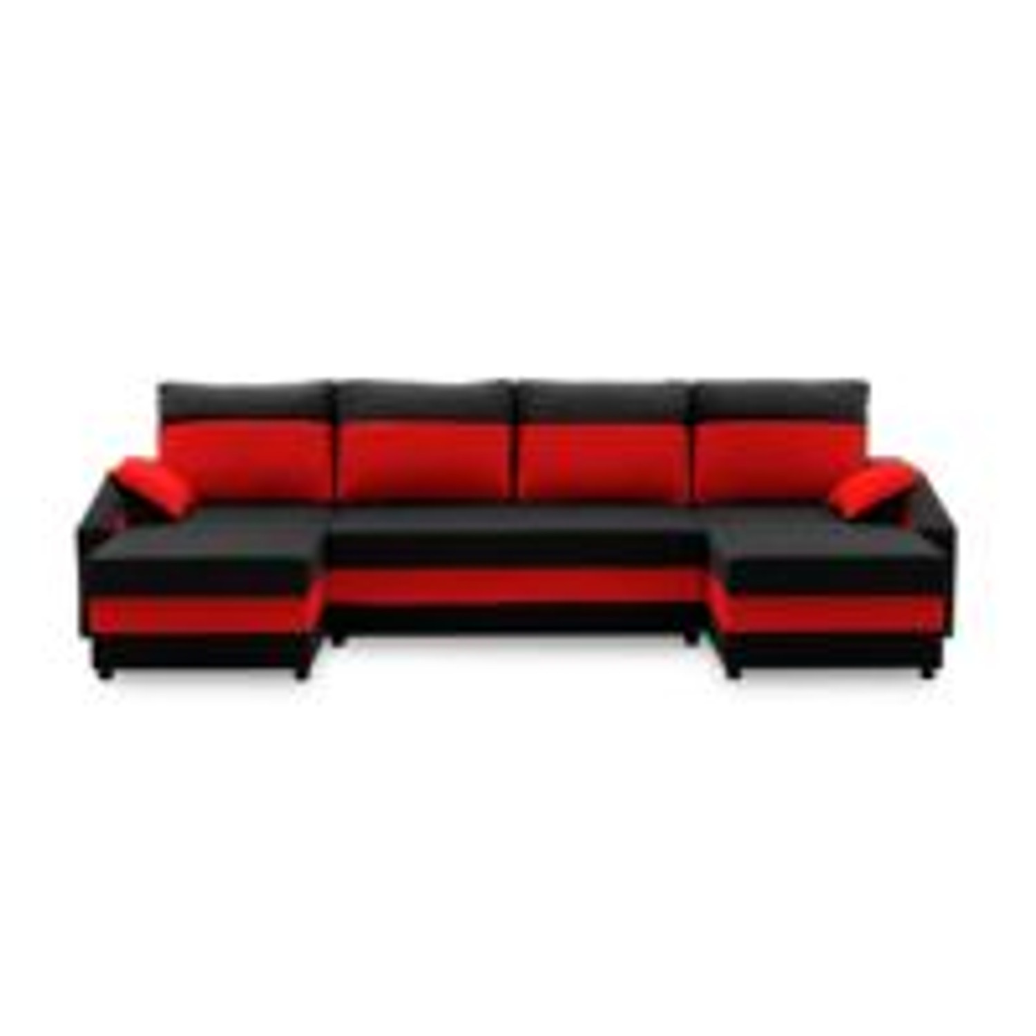 Velká rohová rozkládací sedací souprava SPARTA Černá/červená