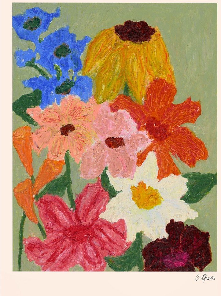 Plakát 50x70 cm Flowers on Sage Green – Carla Llanos – The Poster Club The Poster Club