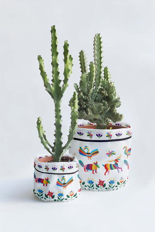 Sada 2 textilních obalů na květináč Madre Selva Animals Otomi Madre Selva