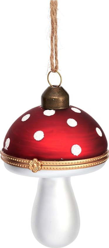 Skleněná ručně vyrobená vánoční ozdoba 9 cm Mushroom – Sass & Belle Sass & Belle