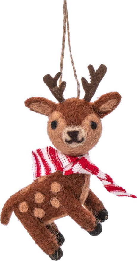 Vlněná ručně vyrobená vánoční ozdoba 12 cm Reindeer – Sass & Belle Sass & Belle