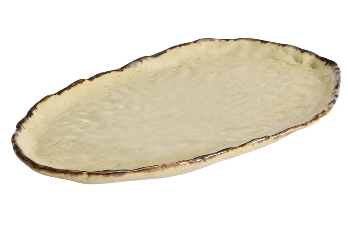 Kave Home Hnědý keramický tácek Abela 40 x 24,5 cm