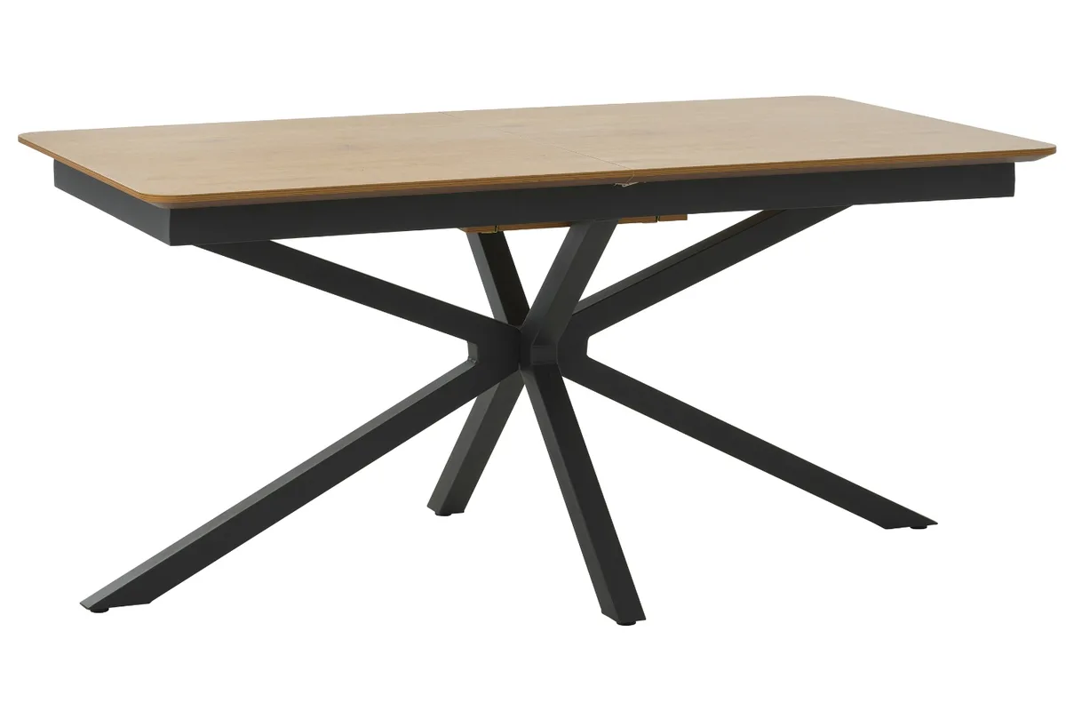 Unique Furniture Černý rozkládací jídelní stůl Cesura 160/200 x 90 cm s dubovým dekorem