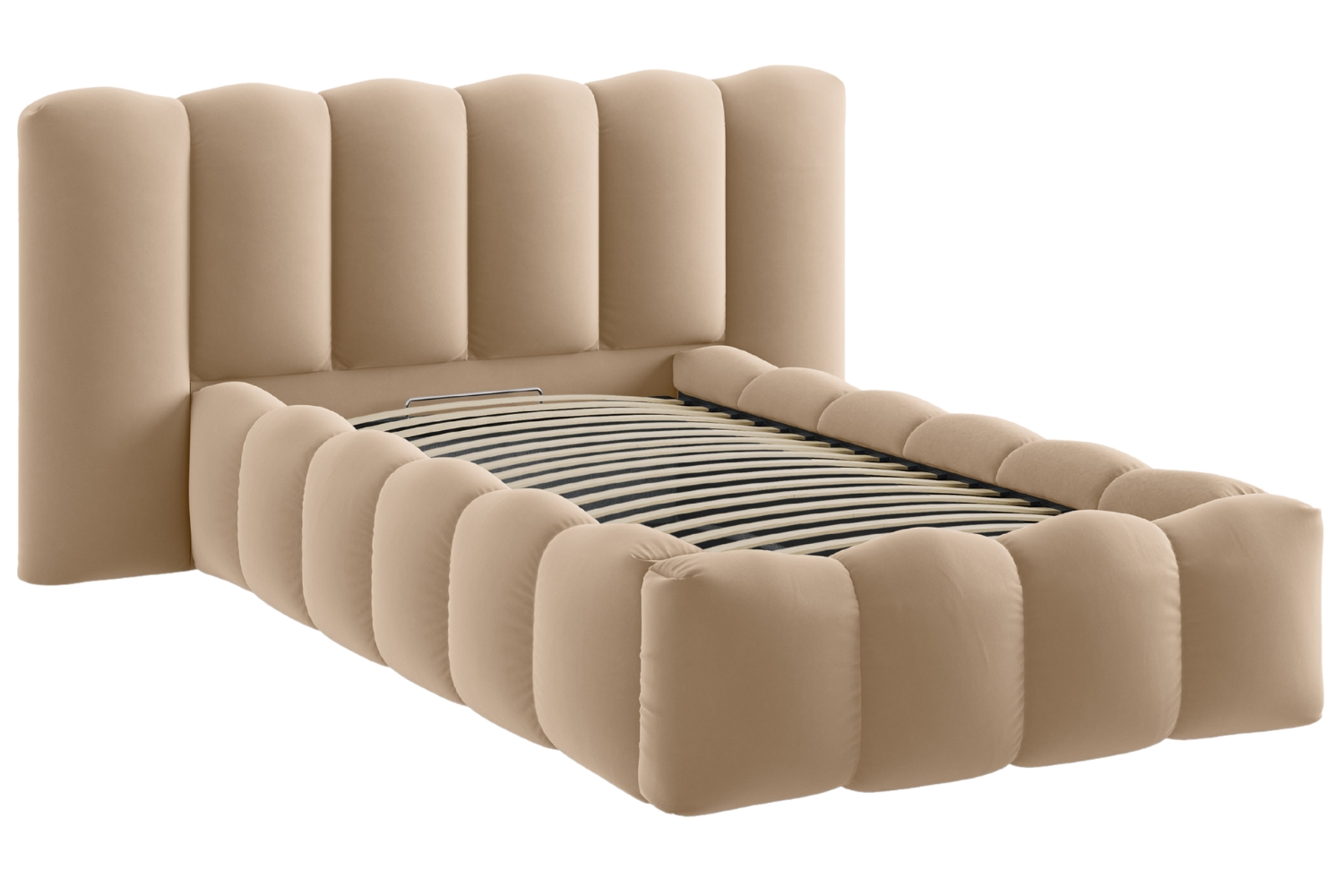 Micadoni Světle hnědá sametová postel Lupine 90 x 200 cm s úložným prostorem Micadoni