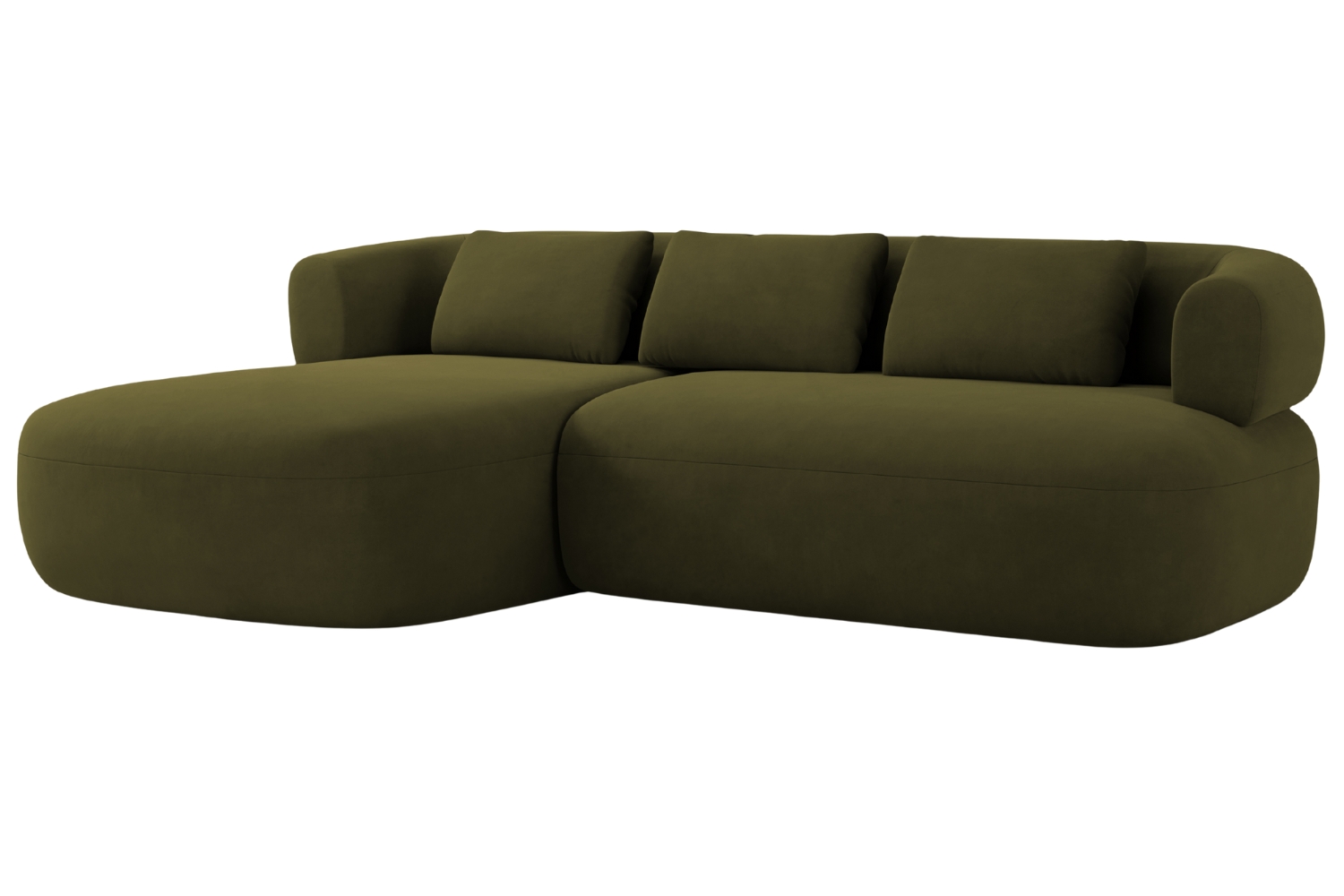 Windsor & Co Zelená sametová rohová pohovka Aldrin 225 cm