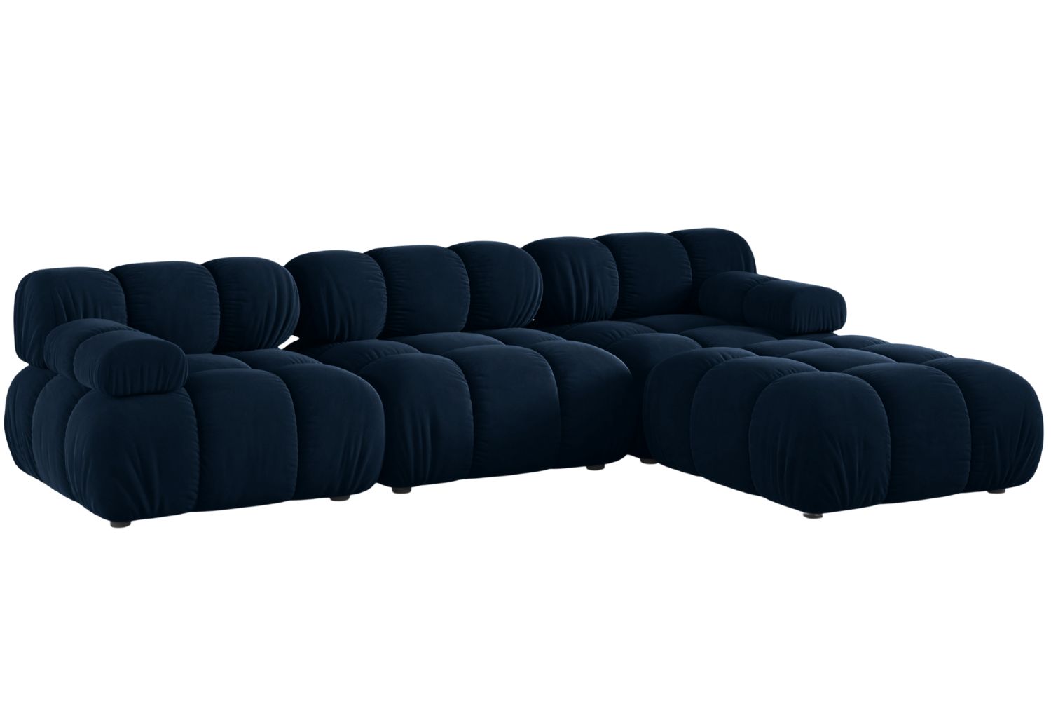 Micadoni Královsky modrá sametová rohová pohovka Bellis 282 cm