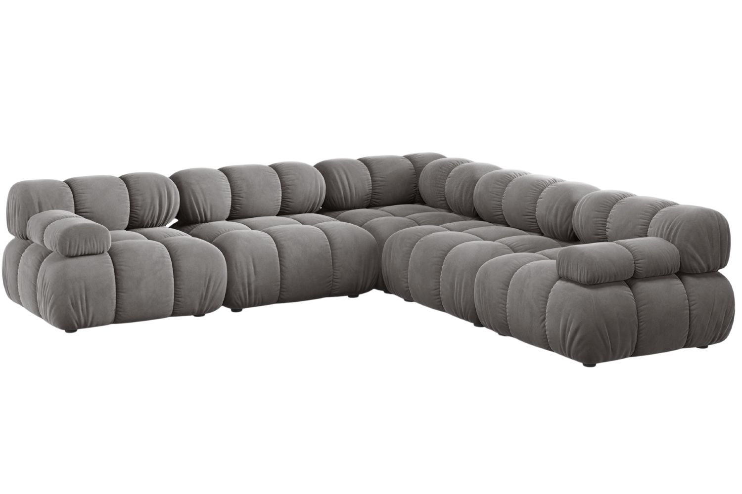 Micadoni Šedá sametová rohová pohovka Bellis 282 cm Micadoni