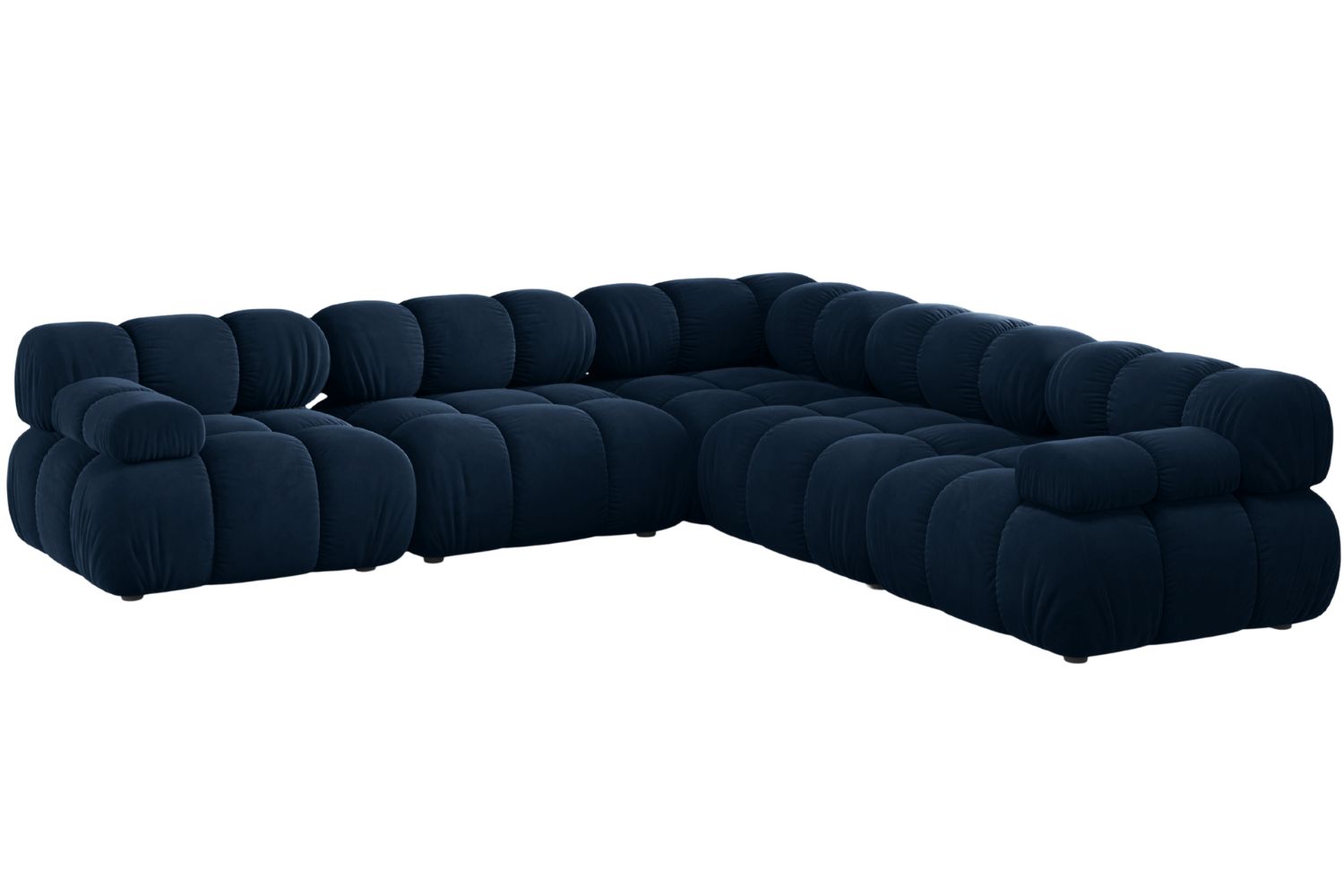 Micadoni Královsky modrá sametová rohová pohovka Bellis 282 cm Micadoni