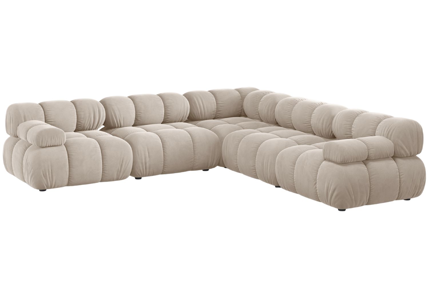 Micadoni Béžová sametová rohová pohovka Bellis 282 cm Micadoni