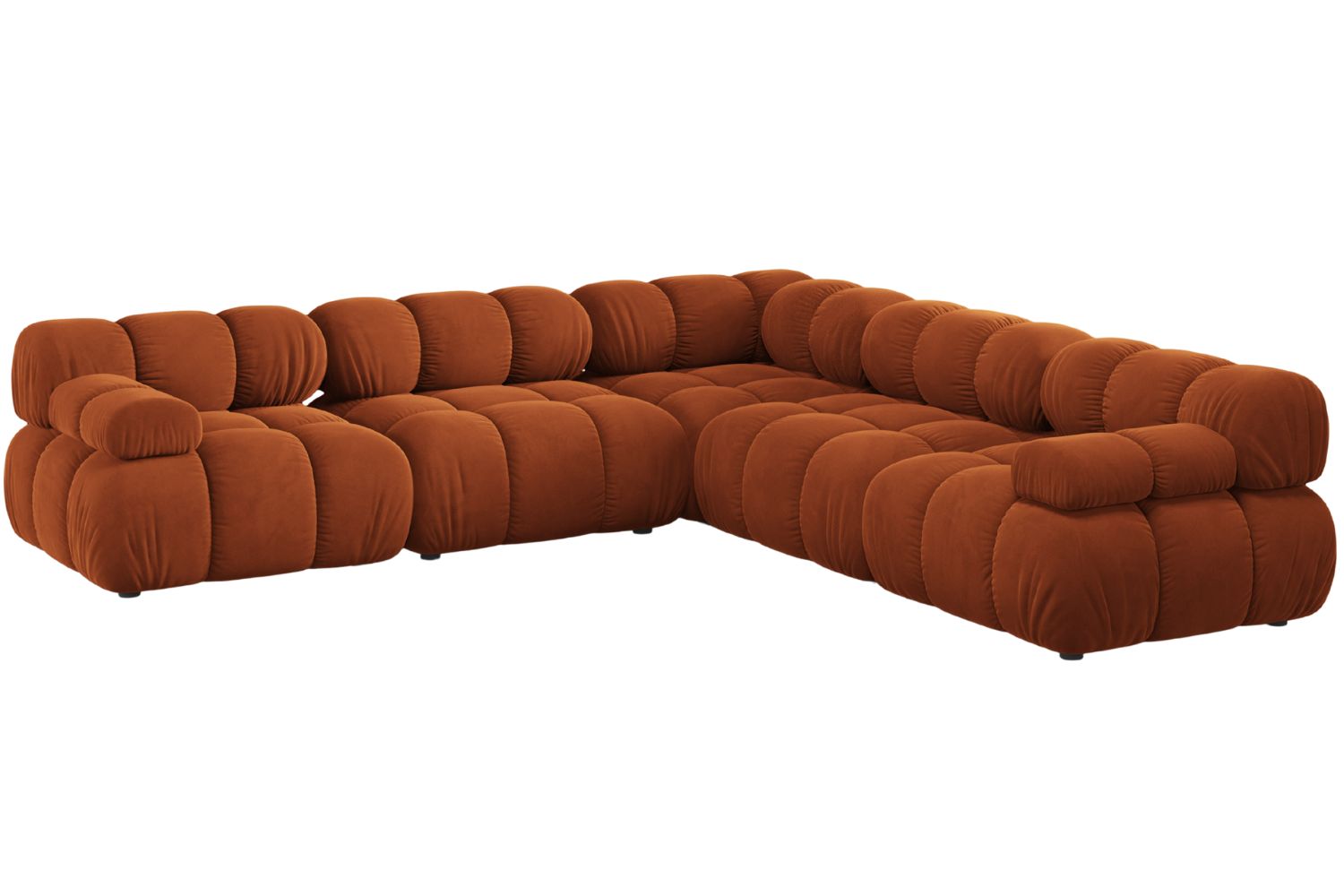 Micadoni Terakotově oranžová sametová rohová pohovka Bellis 282 cm Micadoni