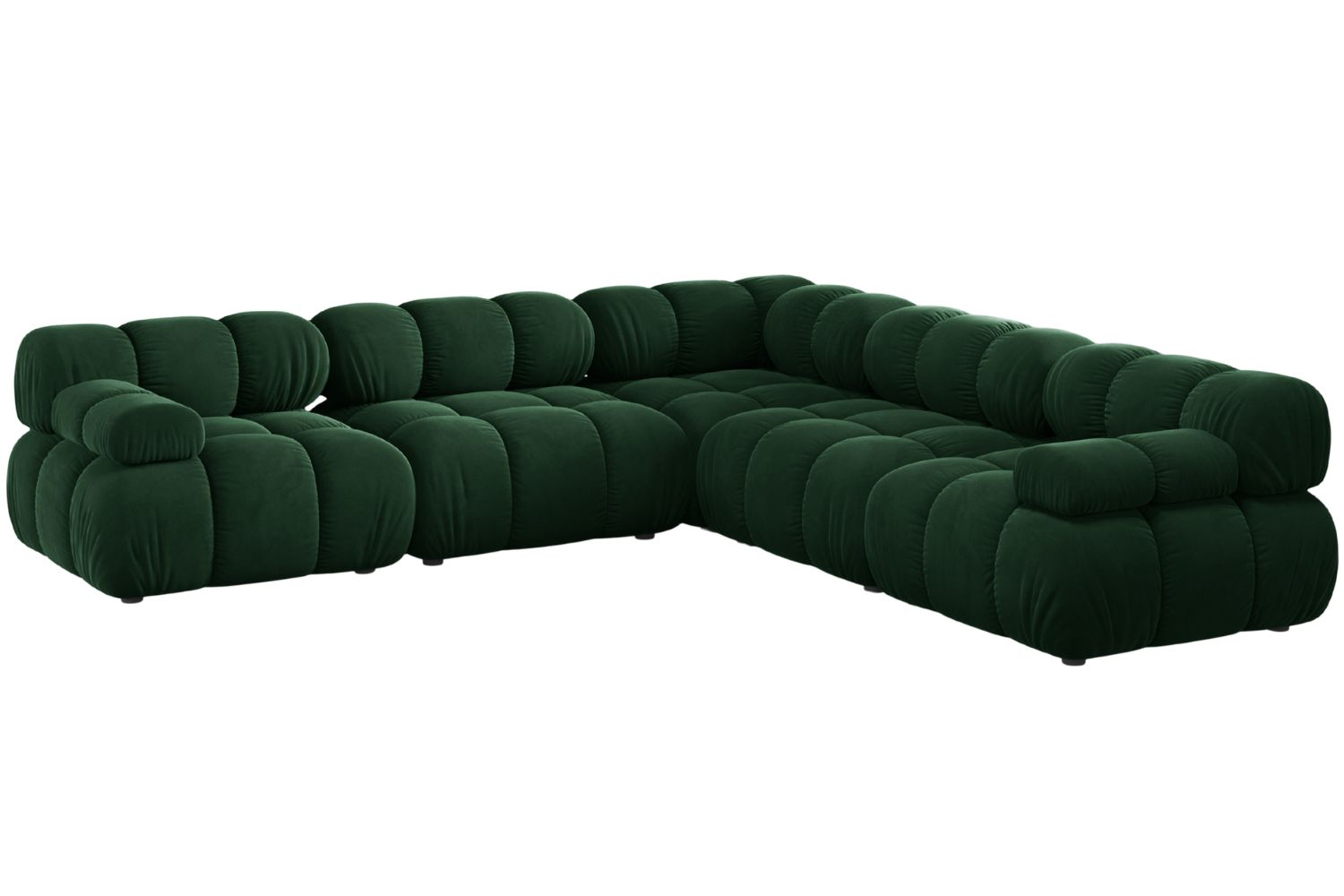 Micadoni Lahvově zelená sametová rohová pohovka Bellis 282 cm Micadoni