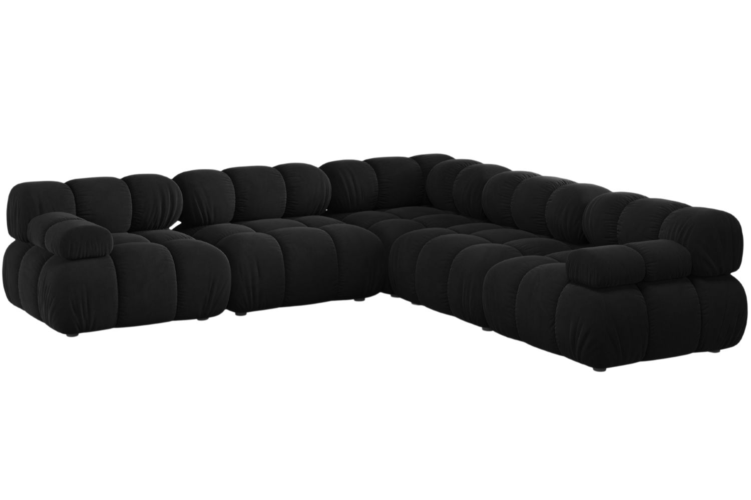 Micadoni Černá sametová rohová pohovka Bellis 282 cm Micadoni
