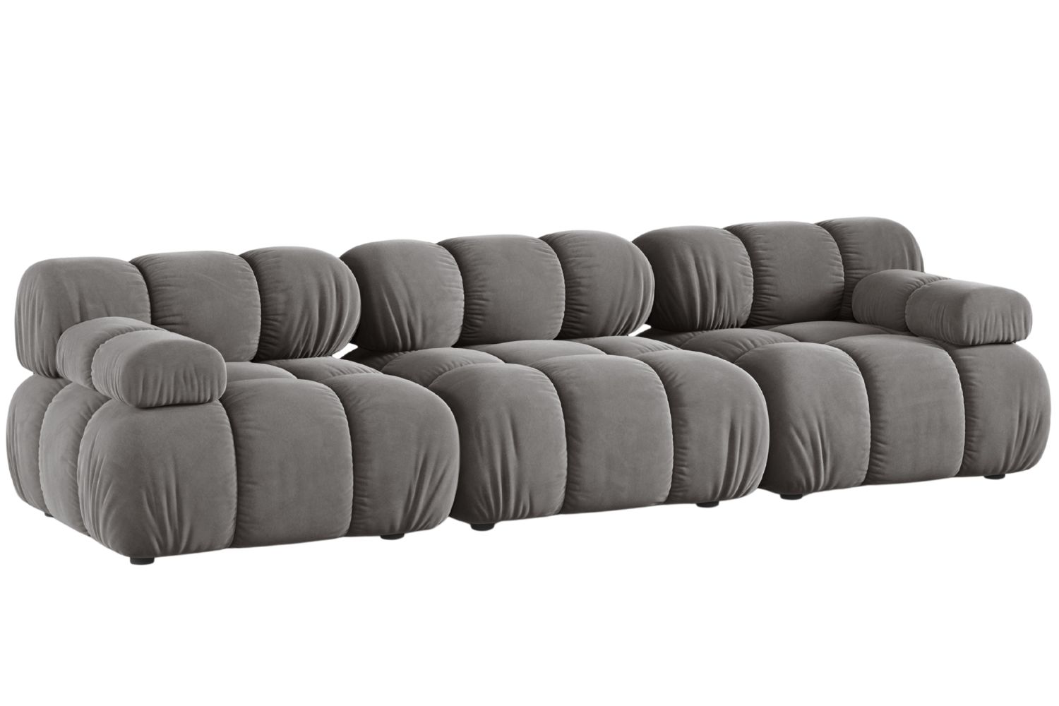 Micadoni Šedá sametová trojmístná pohovka Bellis 282 cm Micadoni