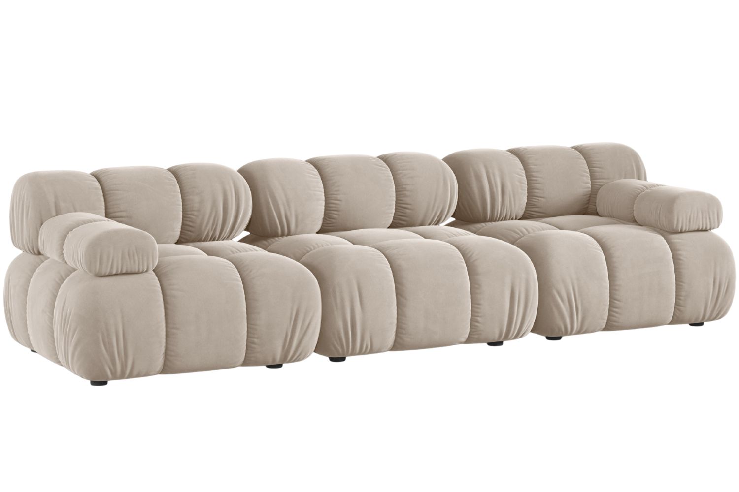 Micadoni Béžová sametová trojmístná pohovka Bellis 282 cm Micadoni
