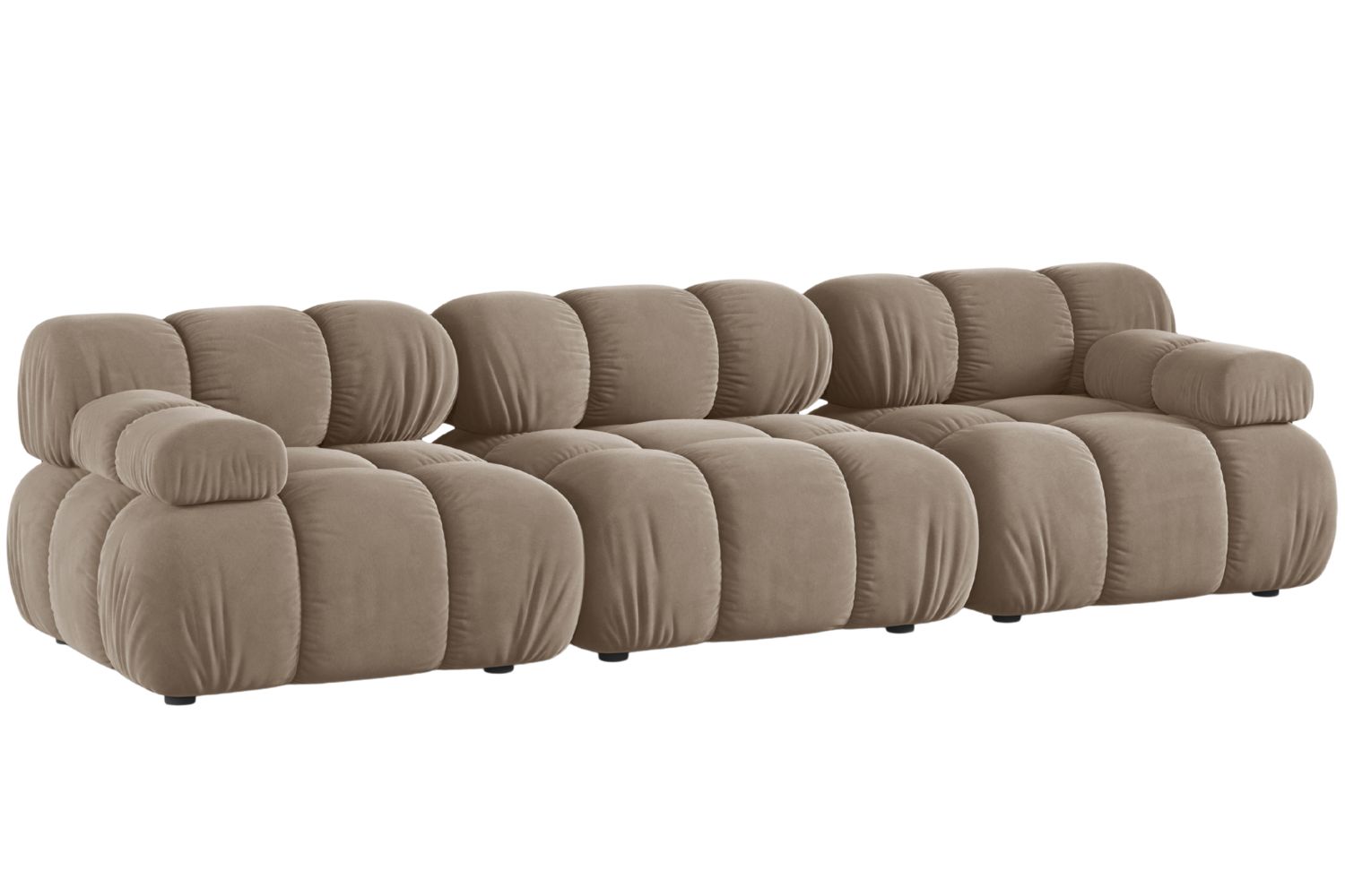 Micadoni Tmavě béžová sametová trojmístná pohovka Bellis 282 cm Micadoni