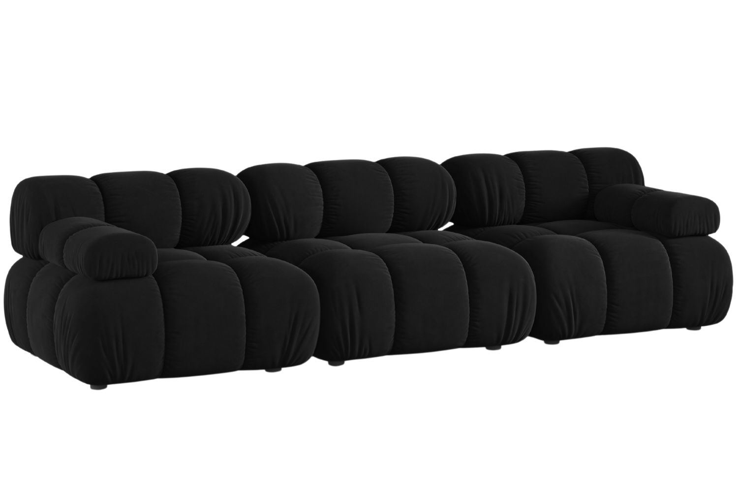 Micadoni Černá sametová trojmístná pohovka Bellis 282 cm Micadoni