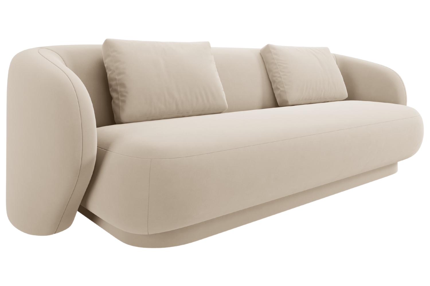 Cosmopolitan Design Béžová sametová trojmístná pohovka Camden 204 cm Cosmopolitan Design