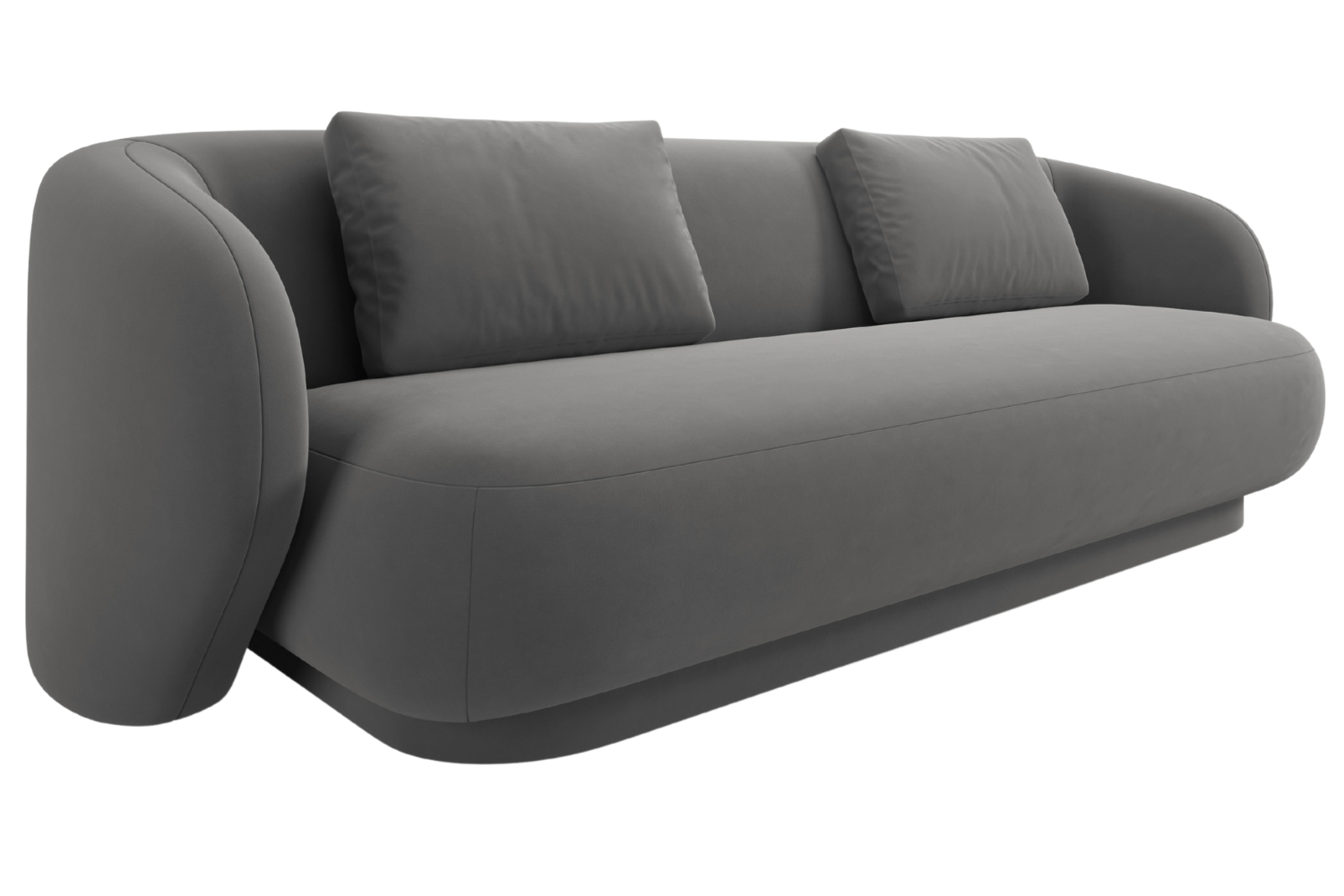 Cosmopolitan Design Šedá sametová trojmístná pohovka Camden 204 cm Cosmopolitan Design