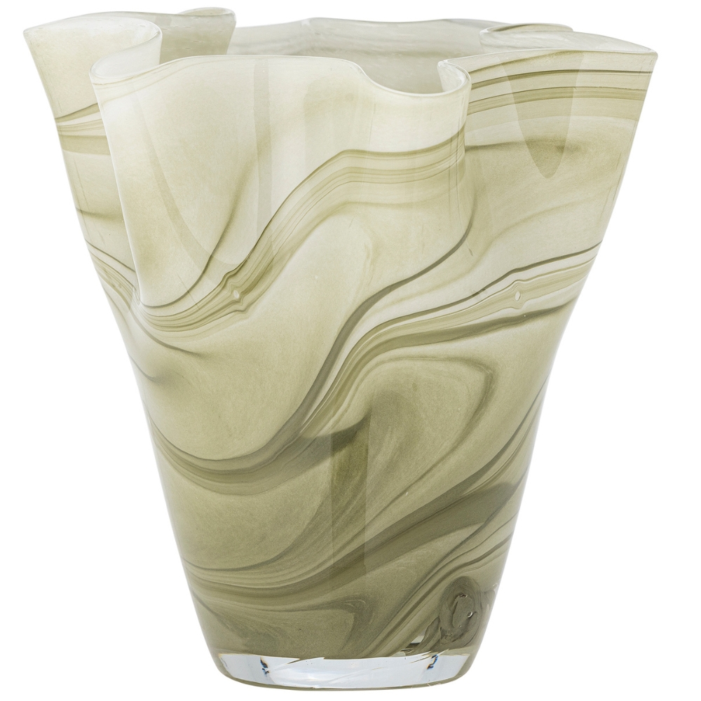 Bloomingville Zelená skleněná váza Toryn 24 cm Bloomingville