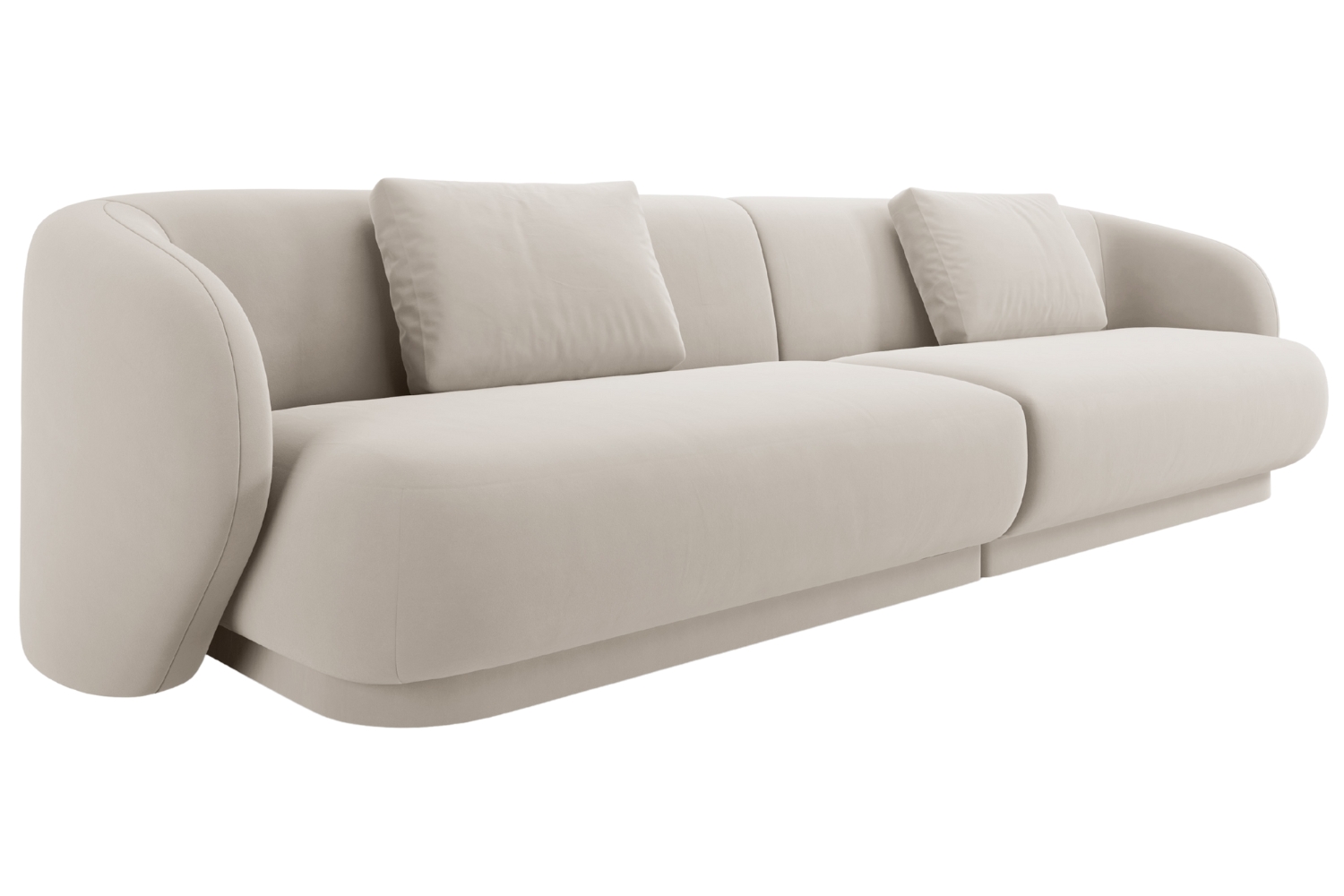 Cosmopolitan Design Krémově bílá sametová čtyřmístná pohovka Camden 304 cm Cosmopolitan Design