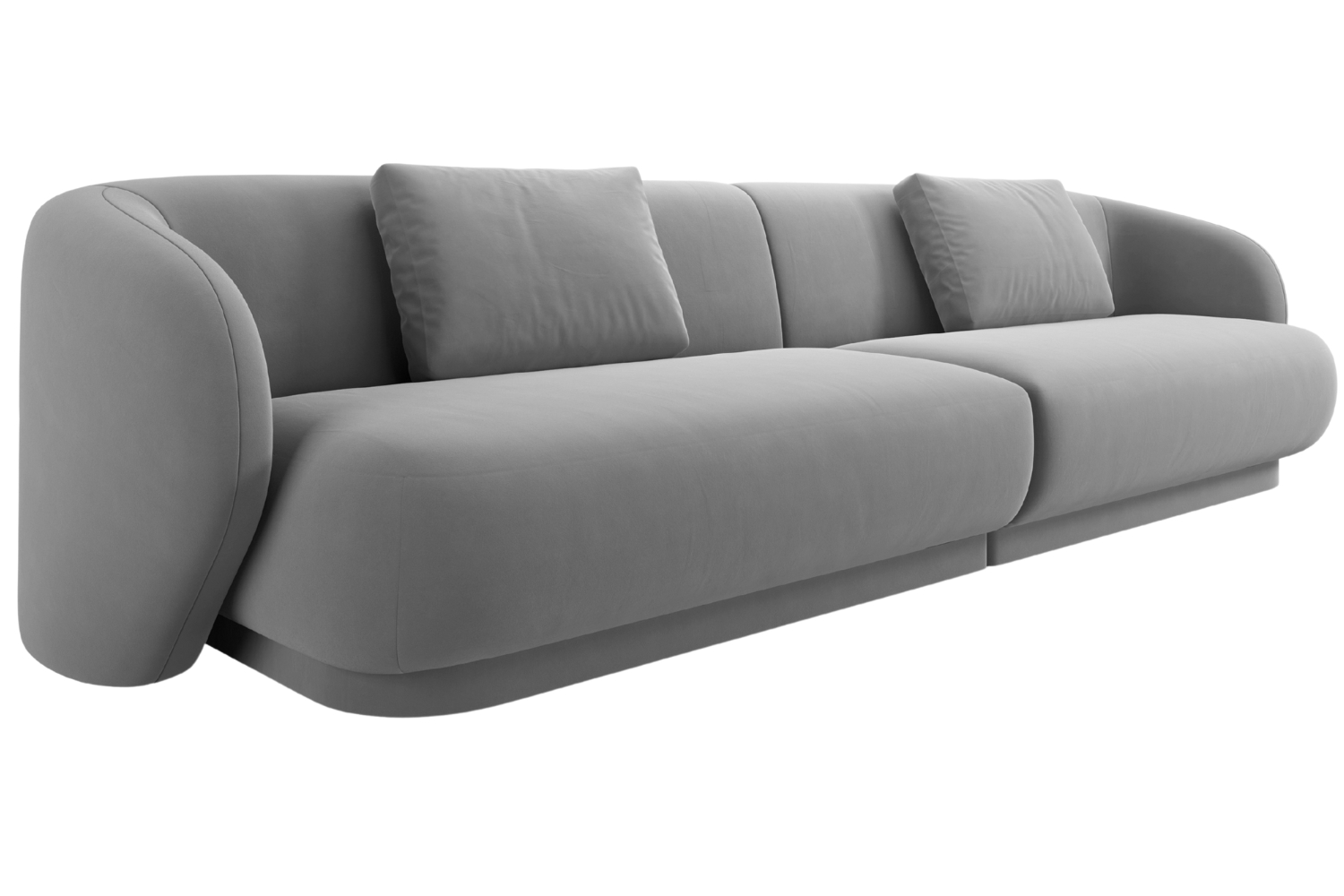 Cosmopolitan Design Světle šedá sametová čtyřmístná pohovka Camden 304 cm Cosmopolitan Design