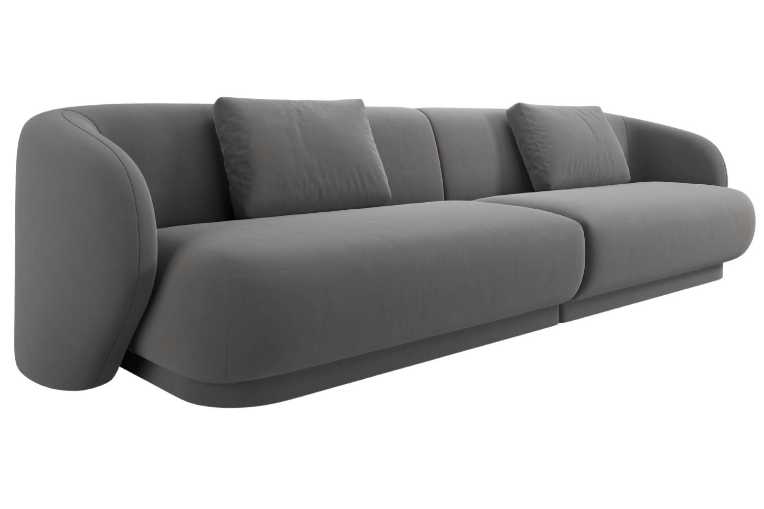 Cosmopolitan Design Šedá sametová čtyřmístná pohovka Camden 304 cm Cosmopolitan Design