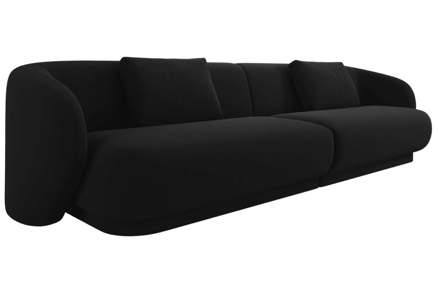 Cosmopolitan Design Černá sametová čtyřmístná pohovka Camden 304 cm Cosmopolitan Design