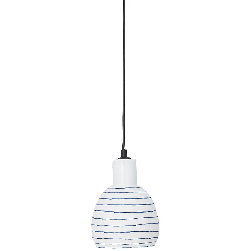 Bloomingville Bílé pruhované závěsné světlo Elga 14,5 cm