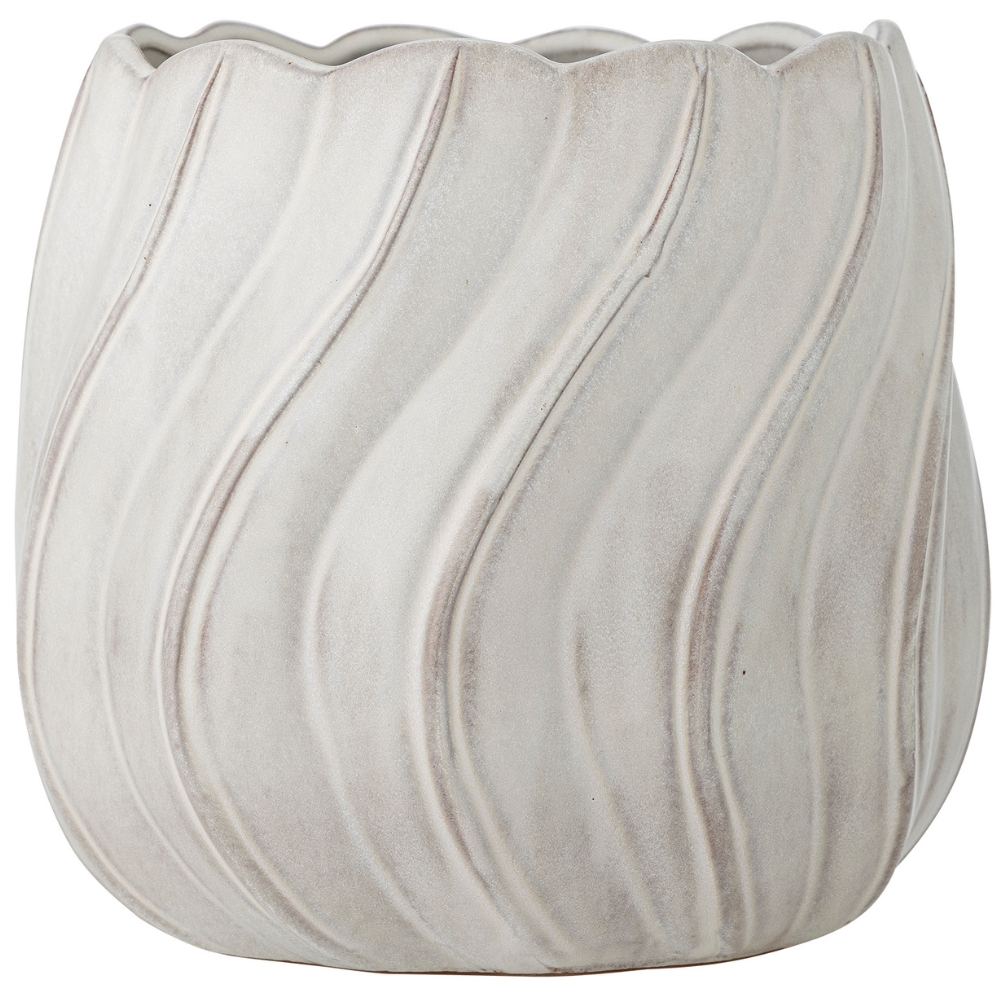 Bloomingville Bílý kameninový květináč Isidora 20 cm Bloomingville